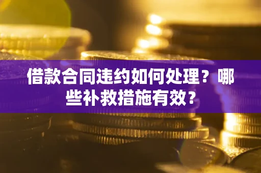 武汉借款合同违约如何处理？哪些补救措施有效？
